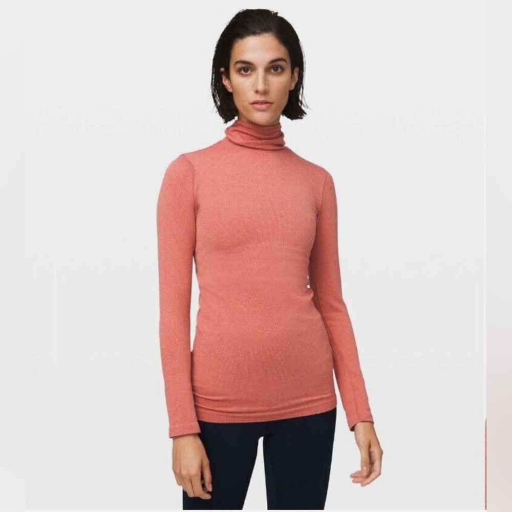 Lululemon Yin Vibes Turtleneck Copper Clay Top Long Sleeve Size 8